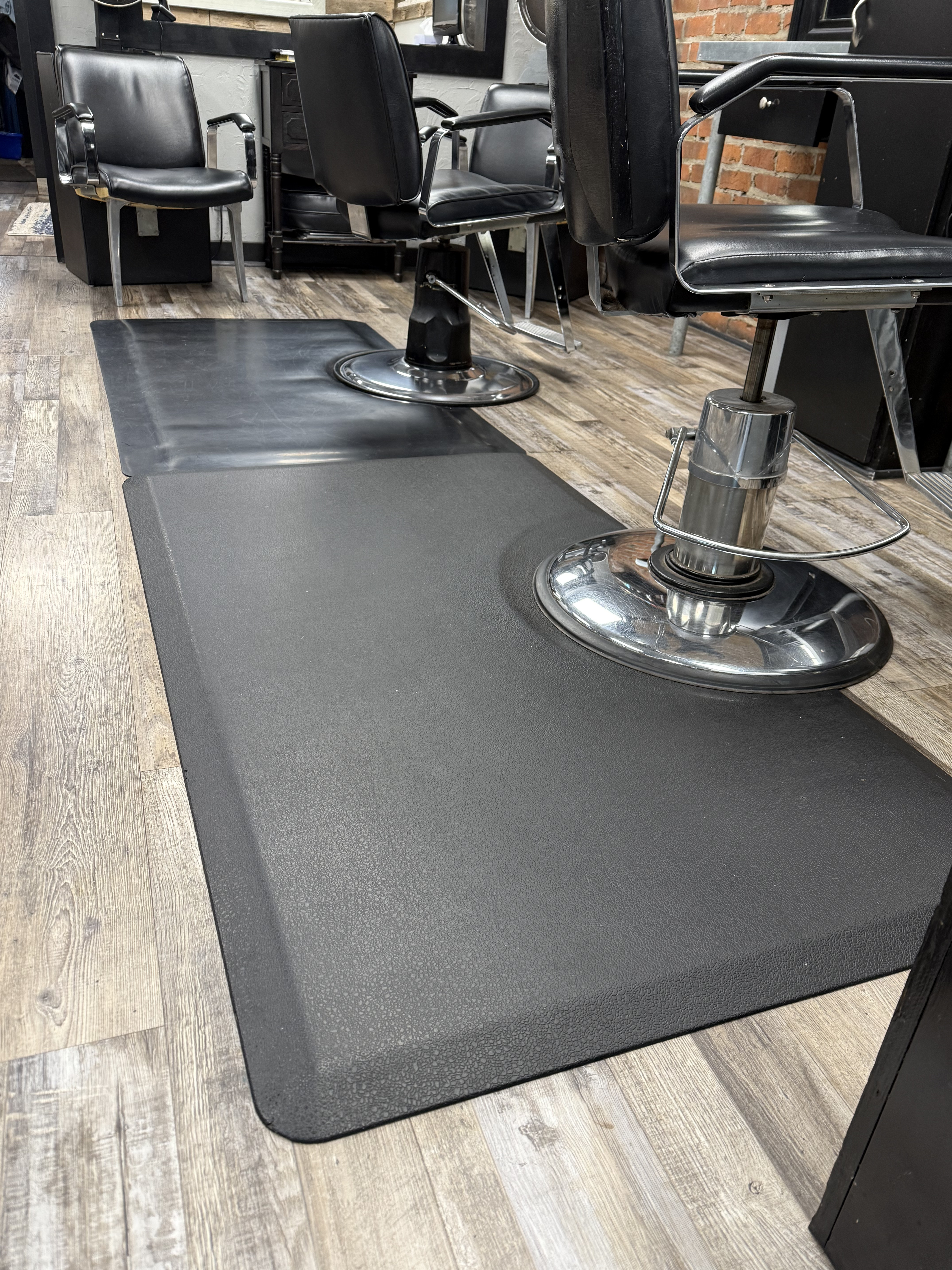 Barber shop floor after cleaning