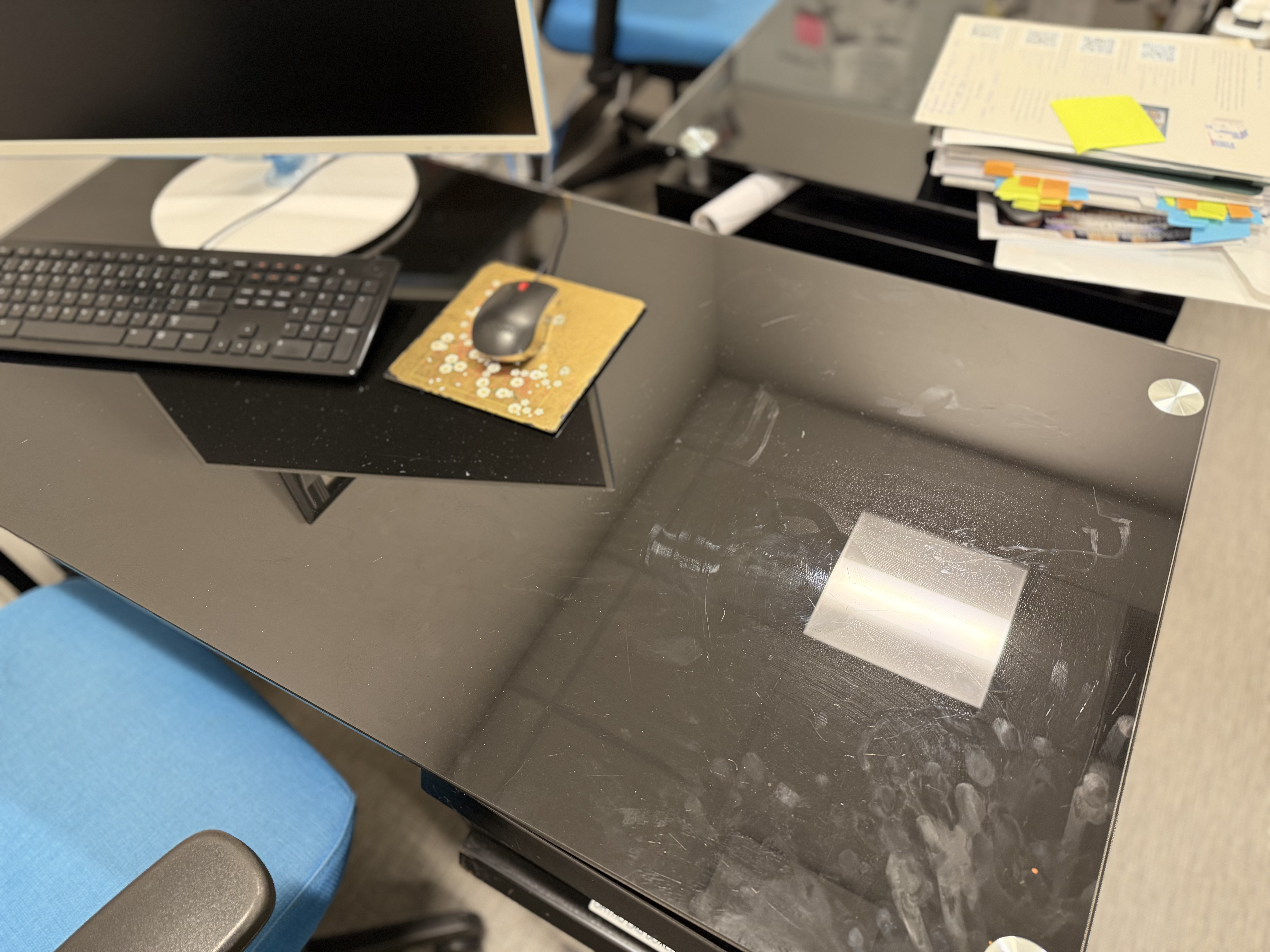 Office desk before cleaning